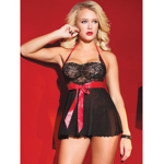 Coquette- Kissable Babydoll black & red OS