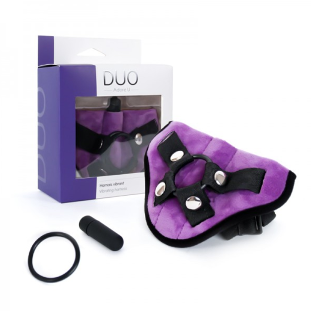 ADORE U - DUO - HARNAIS ET PETIT VIBRATEUR - MAUVE
