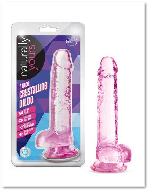 Naturally Yours 7" Crystalline Dildo Rose
