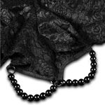 Hookup Lace Boy Shorts & Pearls OS BLK PD483123