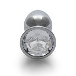 Ouch! Round Gem Butt Plug - Small - Silver / Diamond