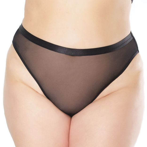 Culotte taille haute élastique, transparente et entre-jambe ouvert.  Couleur : noire  Taille: OSXL     Voir l'agencement avec la bralette # 22135X OSXL