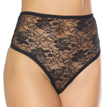 Coquette- High Waisted Lace Thong OS BLK 22134