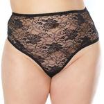 COQUETTE- HIGH WAISTED LACE THONG OSXL BLK 22134X