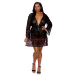 Lace Trim Sheer Robe - Plus Size EV001515