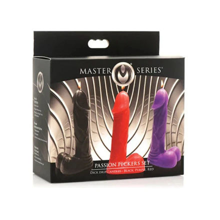 Master Série Passion Peckers Candle Set - Black, Purple, Red AH062