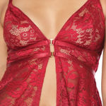 COQUETTE- Babydoll en dentelle rouge OS 22111