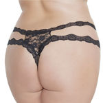 COQUETTE- Crotchless Lace Thong Blk OSXL 7246X