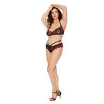 Barely Bare Crossed Halter Bralette and Open Panty Set Plus Size